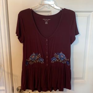 American eagle burgundy float tee